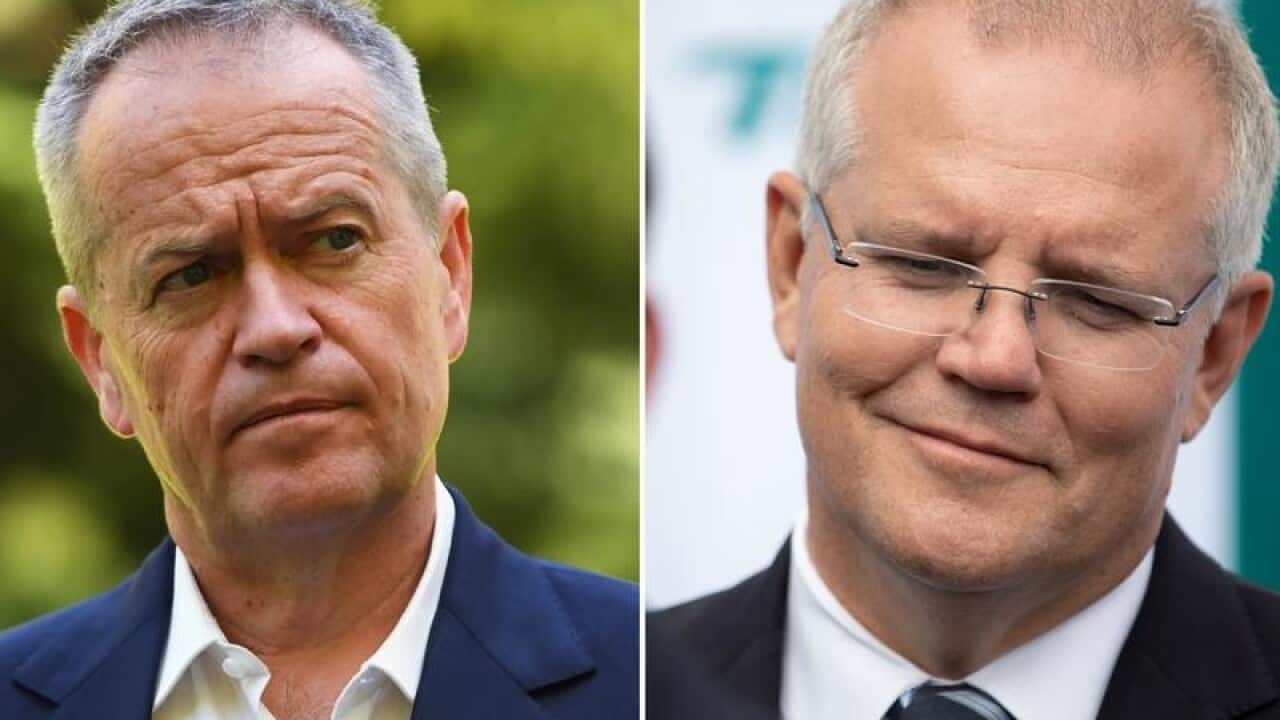 A composite image of Bill Shorten and Scott Morrison.