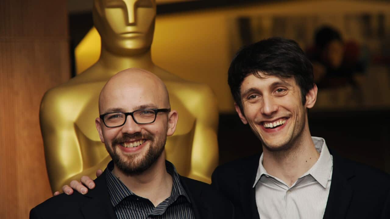 Animated film "Room on the Broom directors Jan Lachauer Max Lang (L)