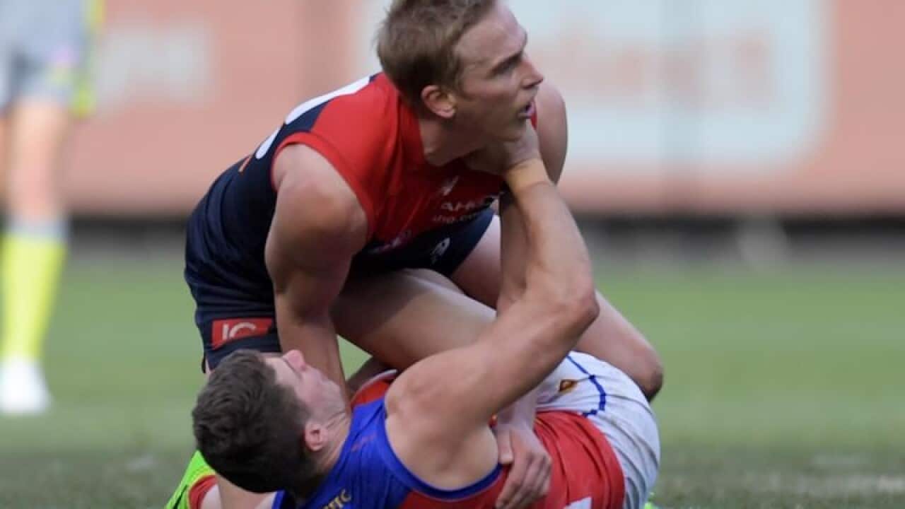 Bernie Vince and Dayne Zorko tangle