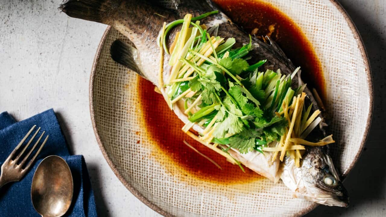 Cantonese steamed barramundi