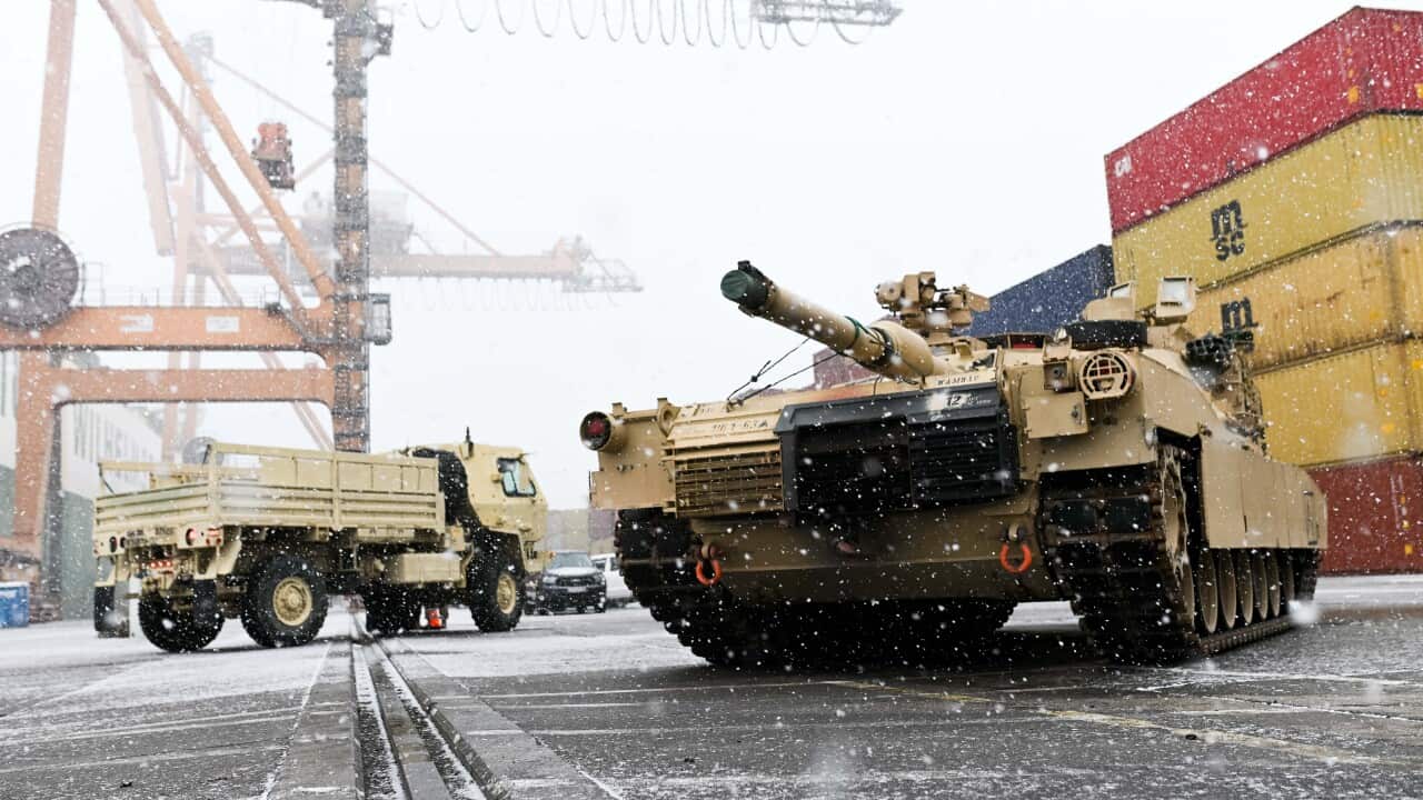 An M1A2 Abrams battle tank of the US army