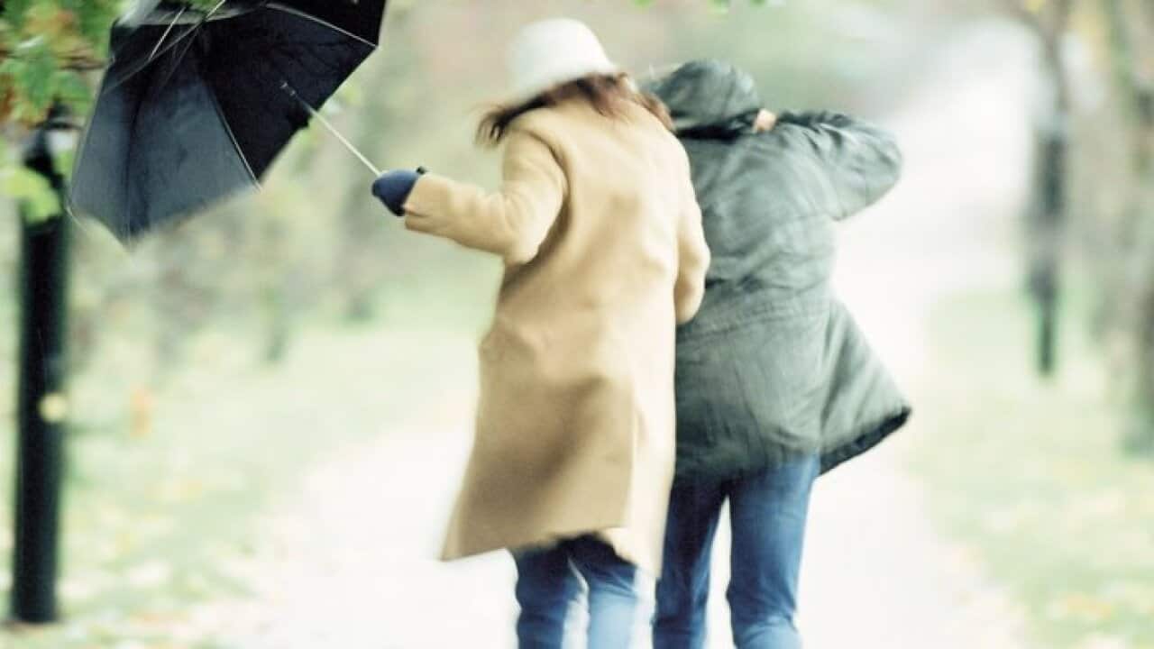 Couple under umbrella