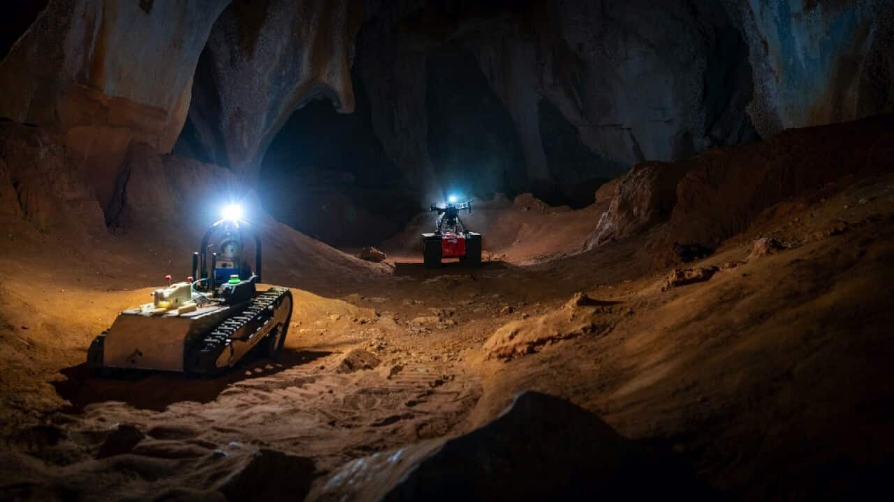 A CSIRO-developed robot during a subterranean training session in 2020.