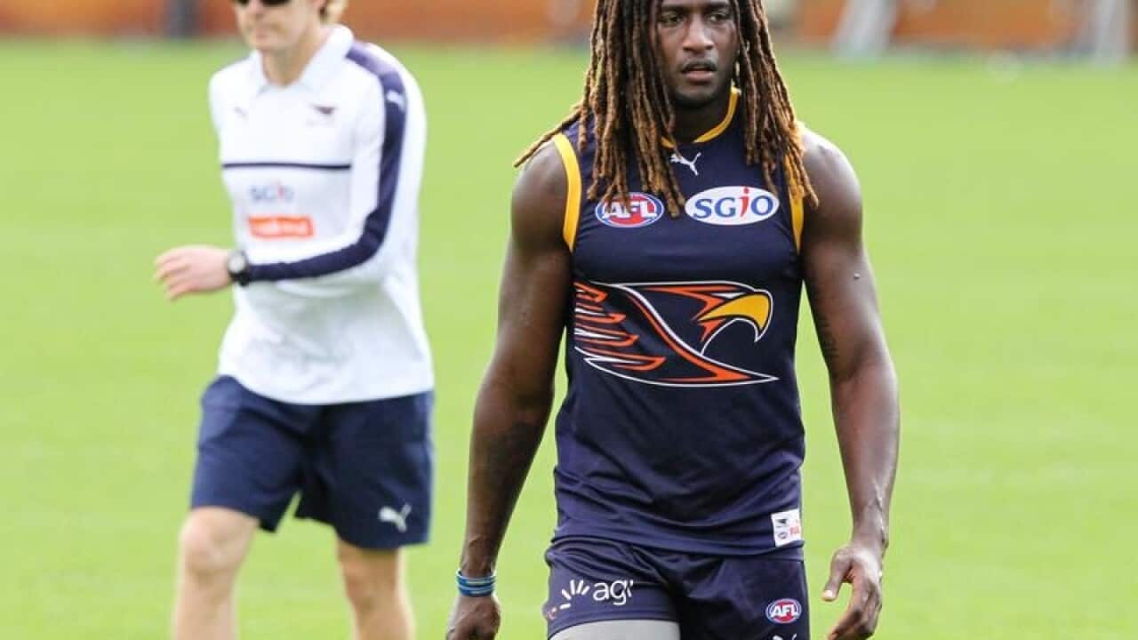 Nic Naitanui takes part in an open training session.