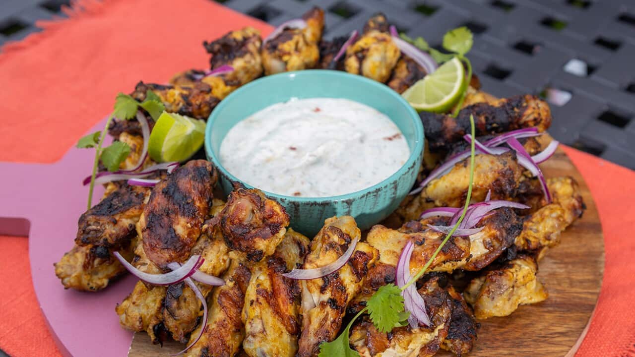 Tikka chicken wings with curried yoghurt ranch dip-image