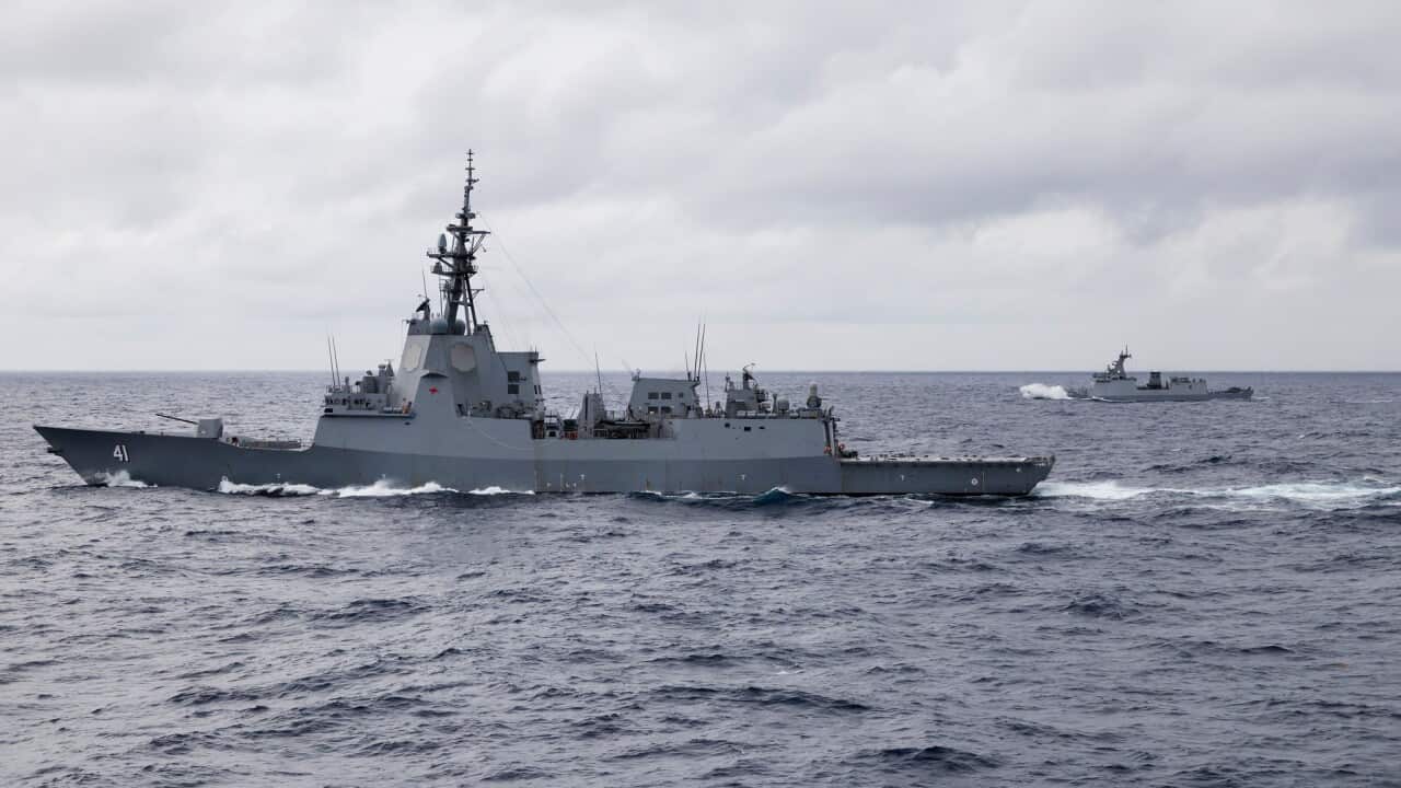 HMAS Brisbane sails in company with Philippine Navy ship BRP Jose Rizal during Exercise ALON 2025