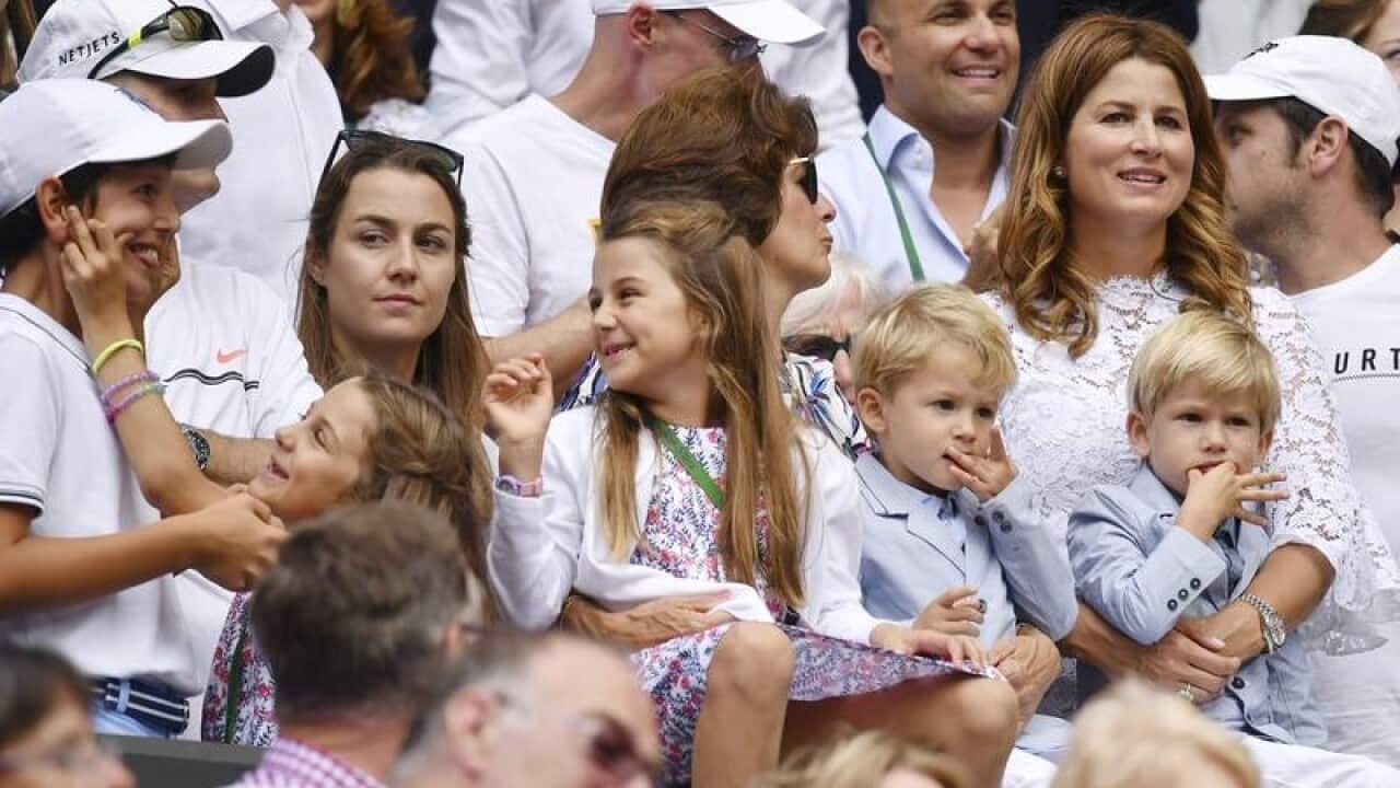 Roger Federer's family celebrate his 2017 Wimbledon win.