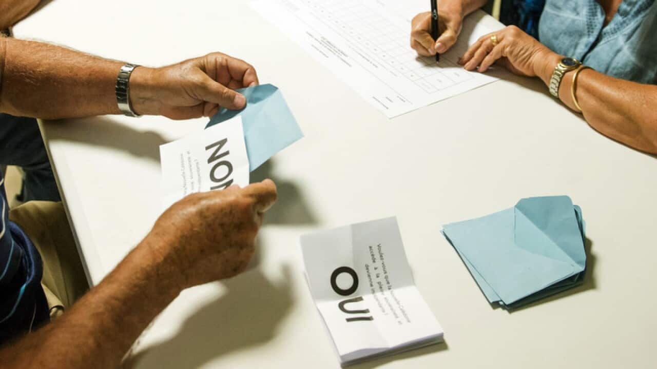 Votes from the New Caledonia independence referendum.