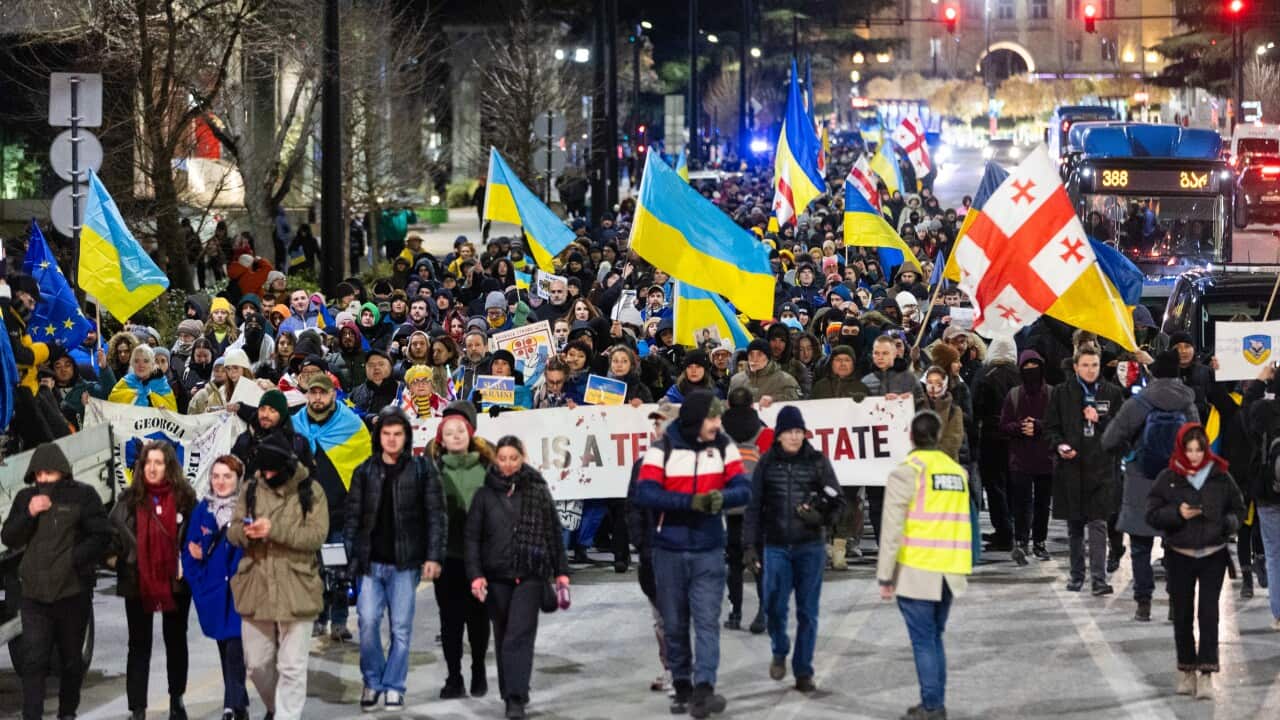 Demonstration in solidarity with Ukraine in Tbilisi, Georgia - 24 Feb 2025