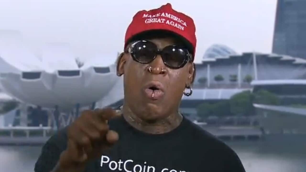 Screenshot from the CNN interview with former NBA star Dennis Rodman 