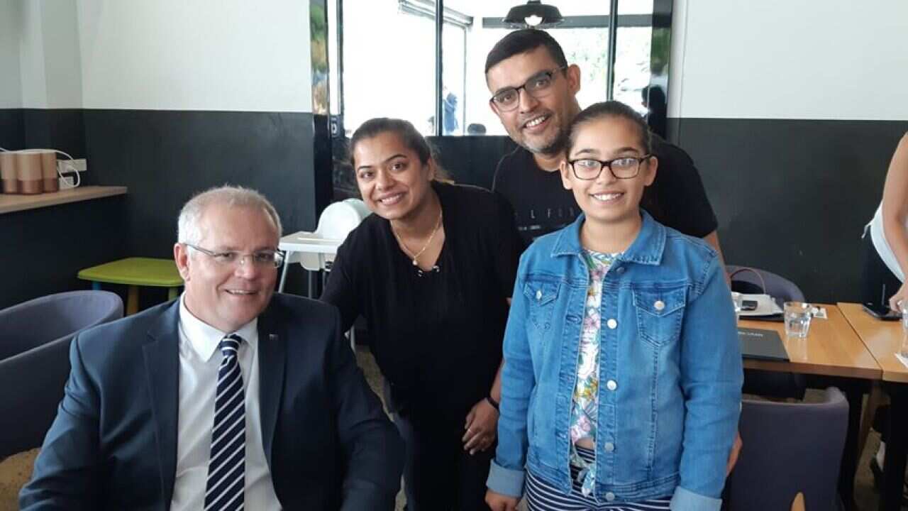 Hetal Thakar, husband Mitul Joshi and daughter with Prim Minister Morrison