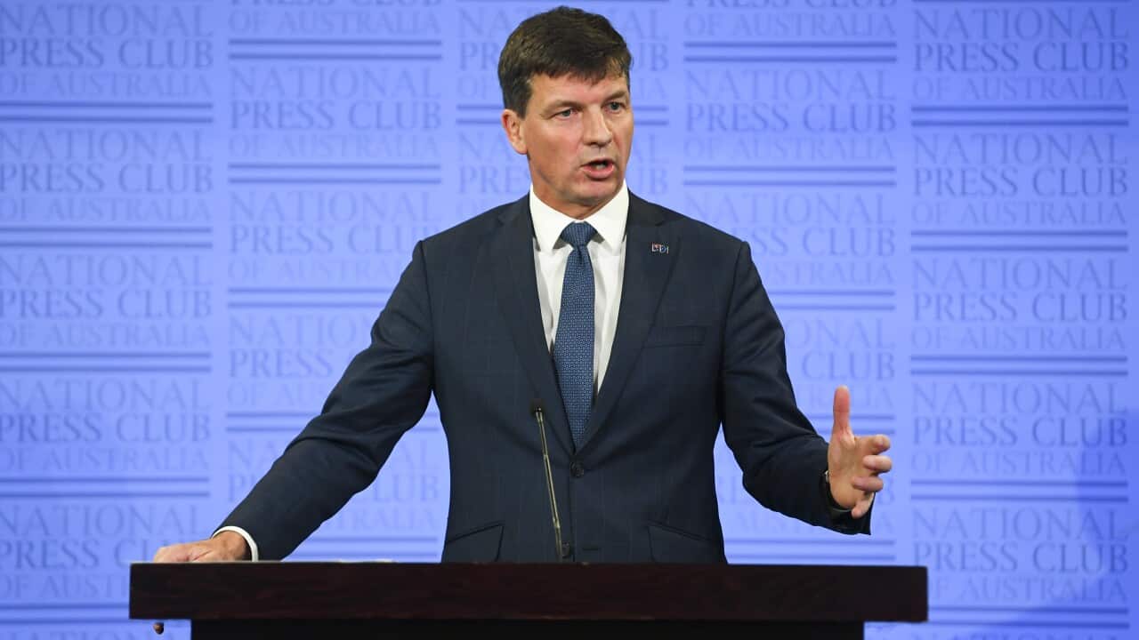 Energy Minister Angus Taylor outlining ‘Energising the economy - the case for a technology-led approach’ plan.