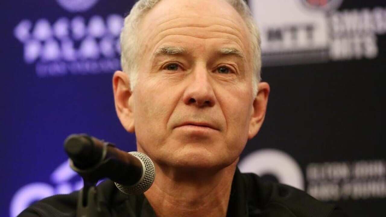 A file image of John McEnroe during a press conference in Las Vegas.
