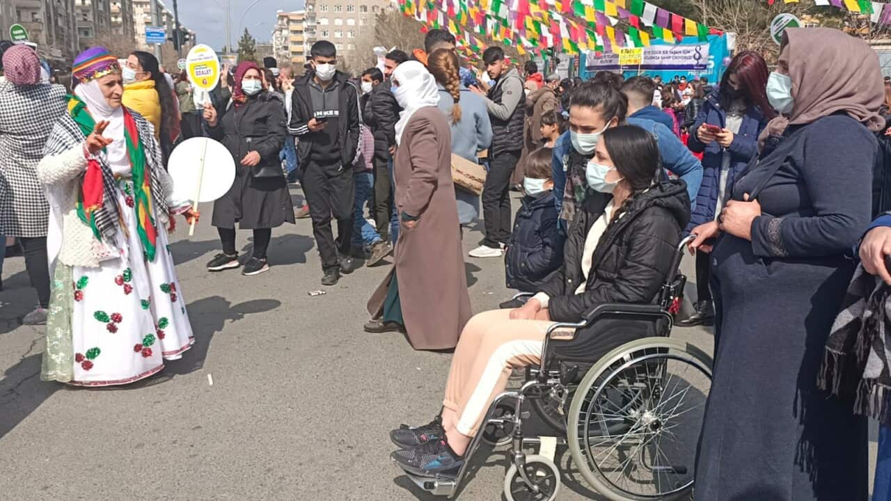 Mutlu Kaya, in wheel chair