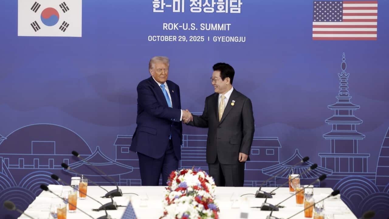 US President Trump arrives in South Korea