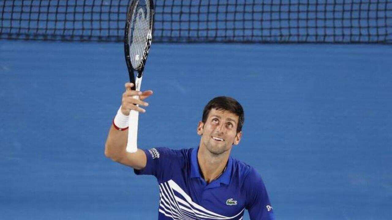 Serbia's Novak Djokovic gestures after winning the match against Mitchell Krueger of the U.S. REUTERS - January 15, 2019.