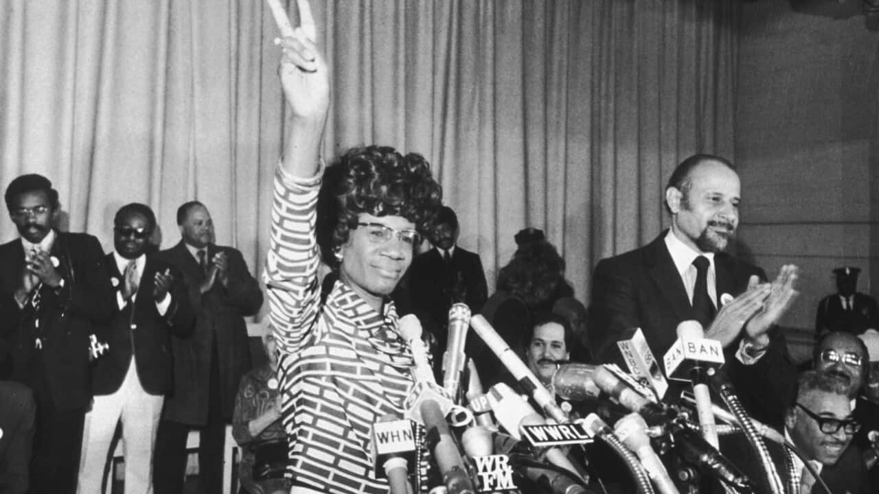 Shirley Chisholm announces her entry for Democratic nomination for the presidency in 1972 (Getty)