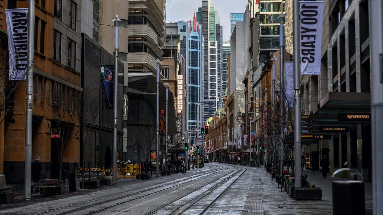 An empty George Street is seen in Sydney's CBD on Wednesday on 30 June, 2021, amid a coronavirus lockdown.