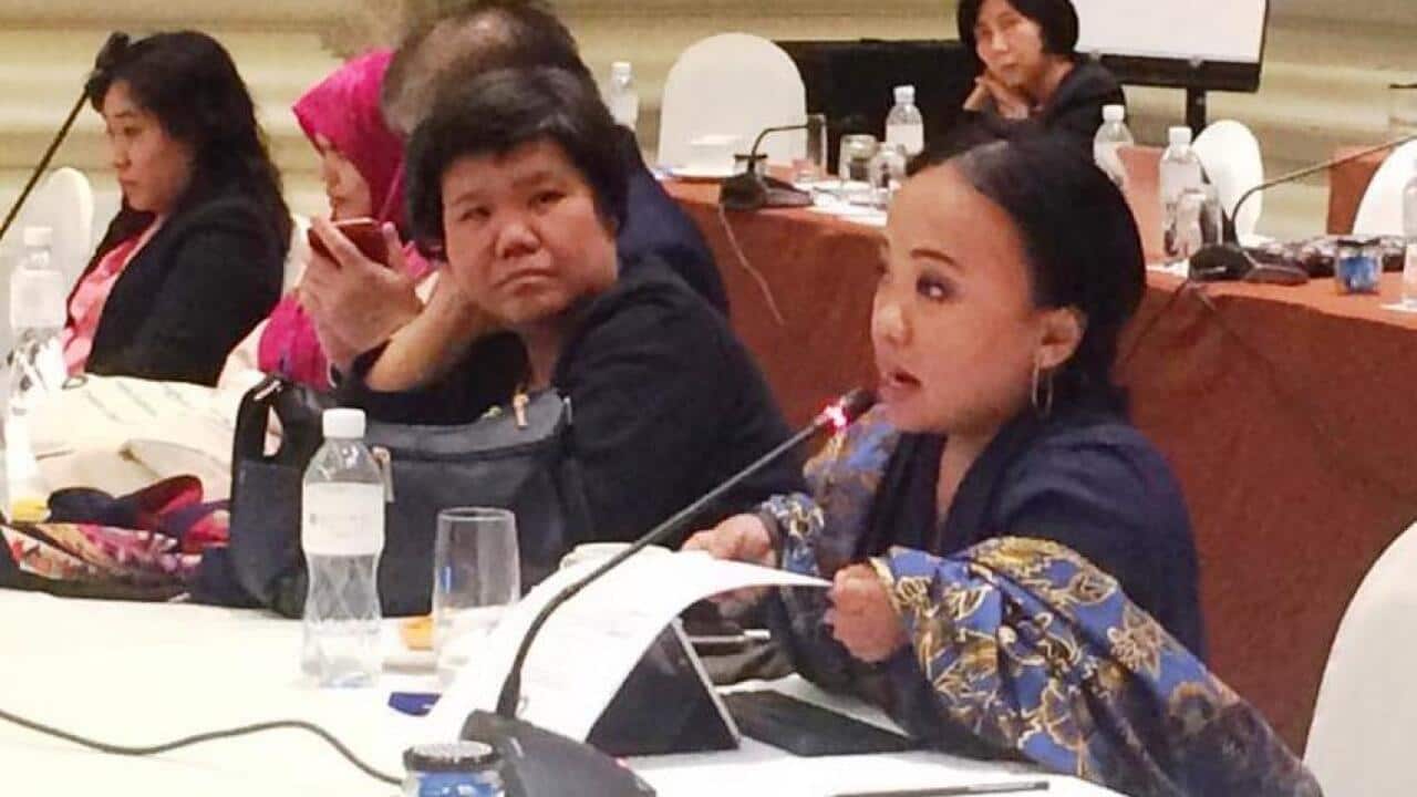 Anggiasari Puji Aryatie (Right) at the recent ASEAN Forum on Disability Issues in Bangkok, 3 Dec 2019.