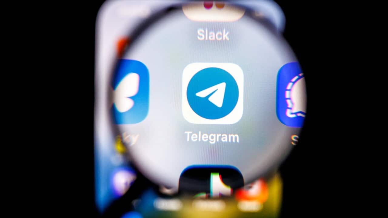 Icon of the Telegram app on an iphone screen