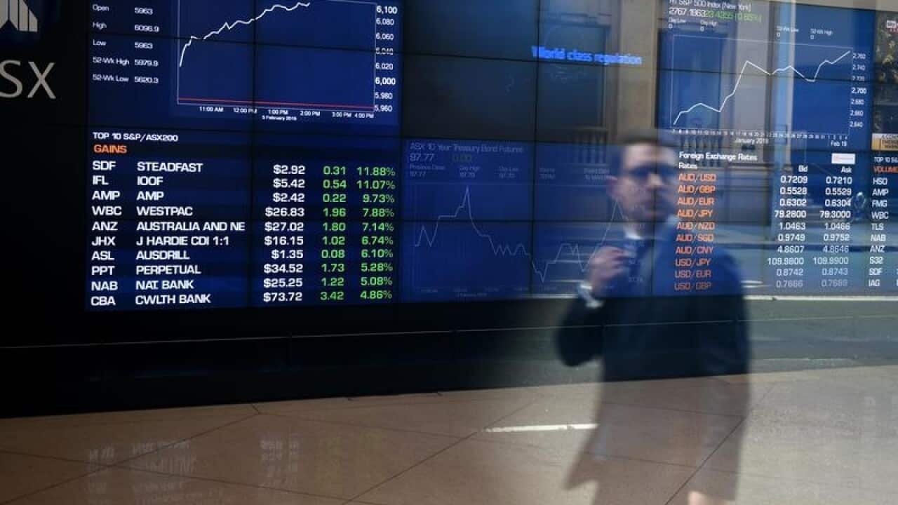 The indicator board at the Australian Securities Exchange