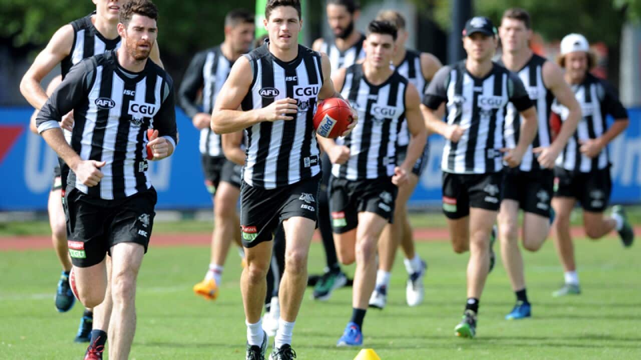 Tyson Goldsack of the Collingwood Magpies