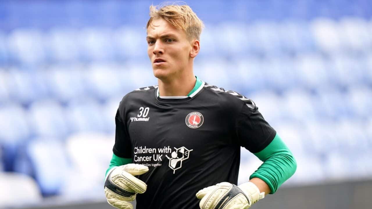 Charlton Athletic goalkeeper Ashley Maynard-Brewer warms up before a match