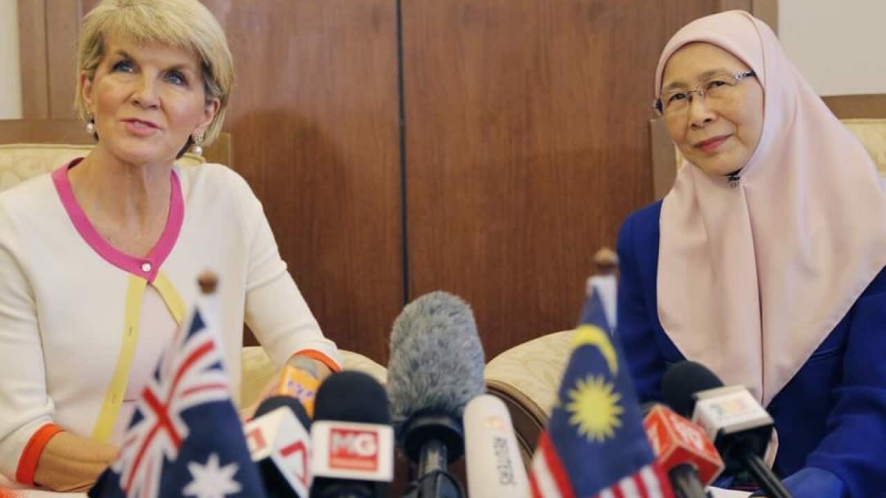 Julie Bishop and Malaysian Deputy Prime Minister Wan Azizah Wan Ismail