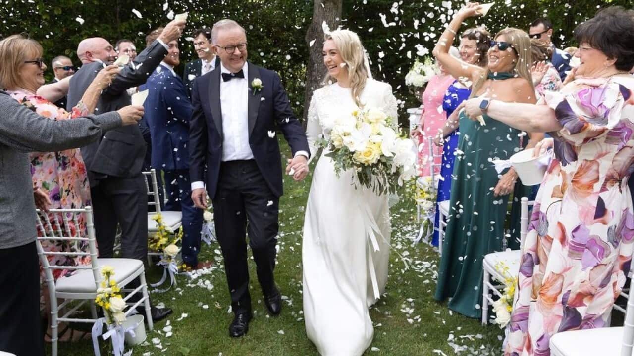 Prime Minister Anthony Albanese and fiancee Jodie Haydon at their wedding (Supplied).jpg