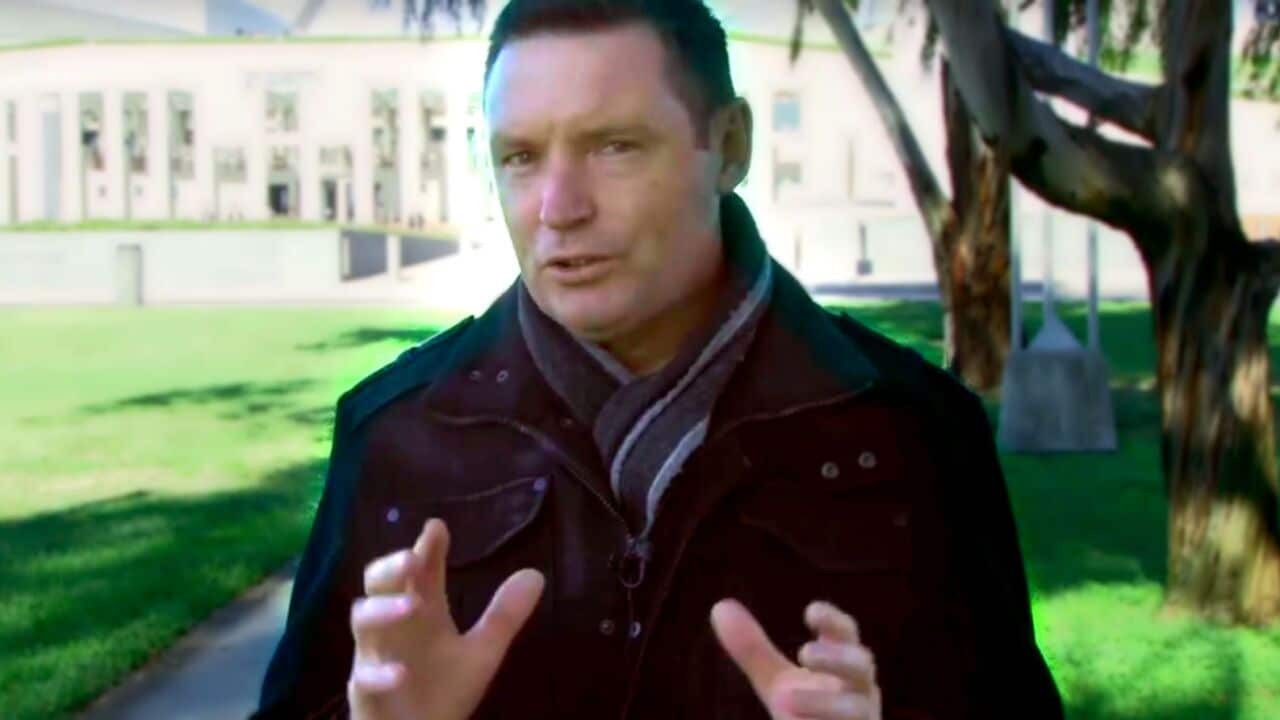 Lyle Shelton, head of the Australian Christian Lobby, in front of parliament house.