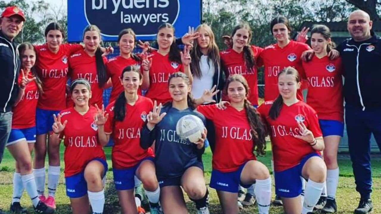 FC Bonnyrigg U16 Girls after winning minor premiership in Sydney