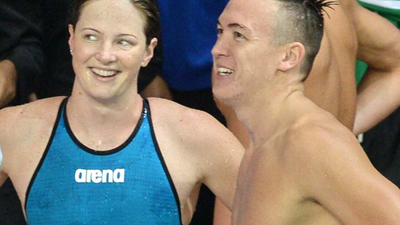 Australian swimmers Christian Sprenger and Cate Campbell in Singapore