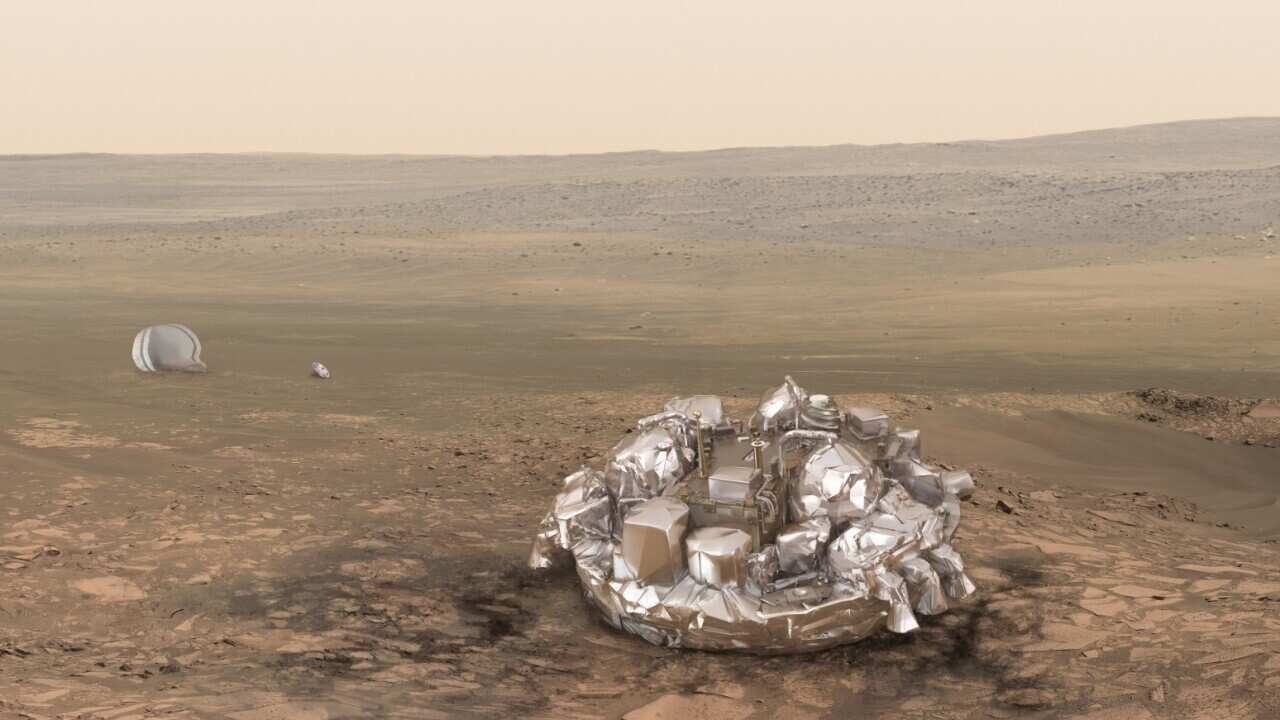  Artist impression of the Schiaparelli module on the surface of Mars provided by the European Space Agency, ESA.