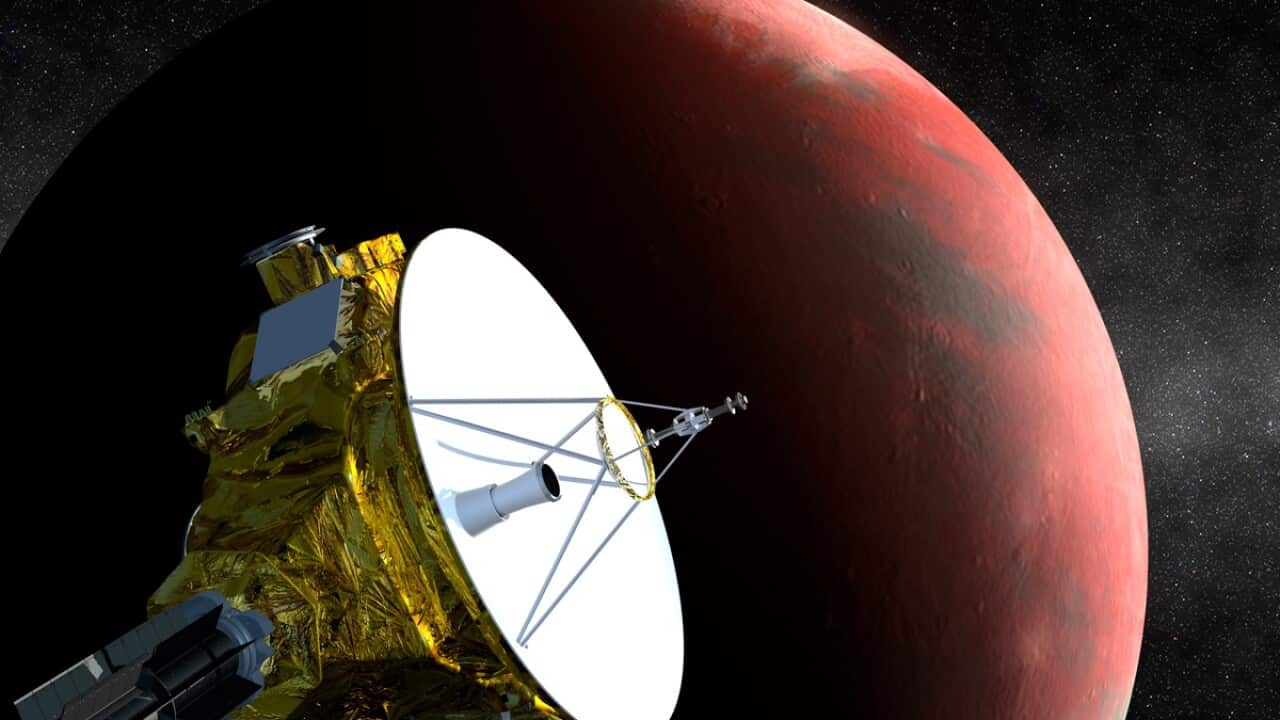 Artist’s concept of the New Horizons spacecraft as it approaches Pluto. (Johns Hopkins University Applied Physics Laboratory/Southwest Research Institute)