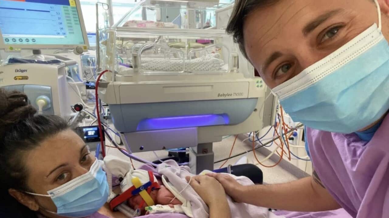 Il piccolo Luca alla nascita, quando pesava solo un chilo e mezzo