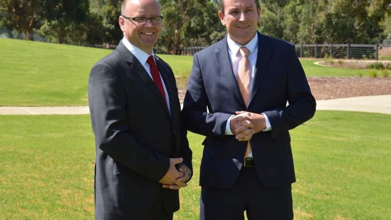 WA Premier Mark McGowan with Darling Range candidate Barry Urban.