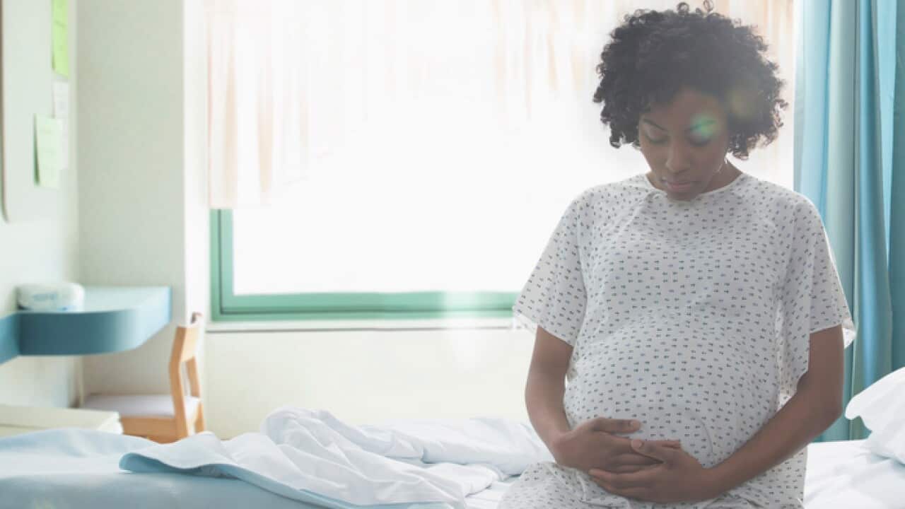 A pregnant woman in hospital