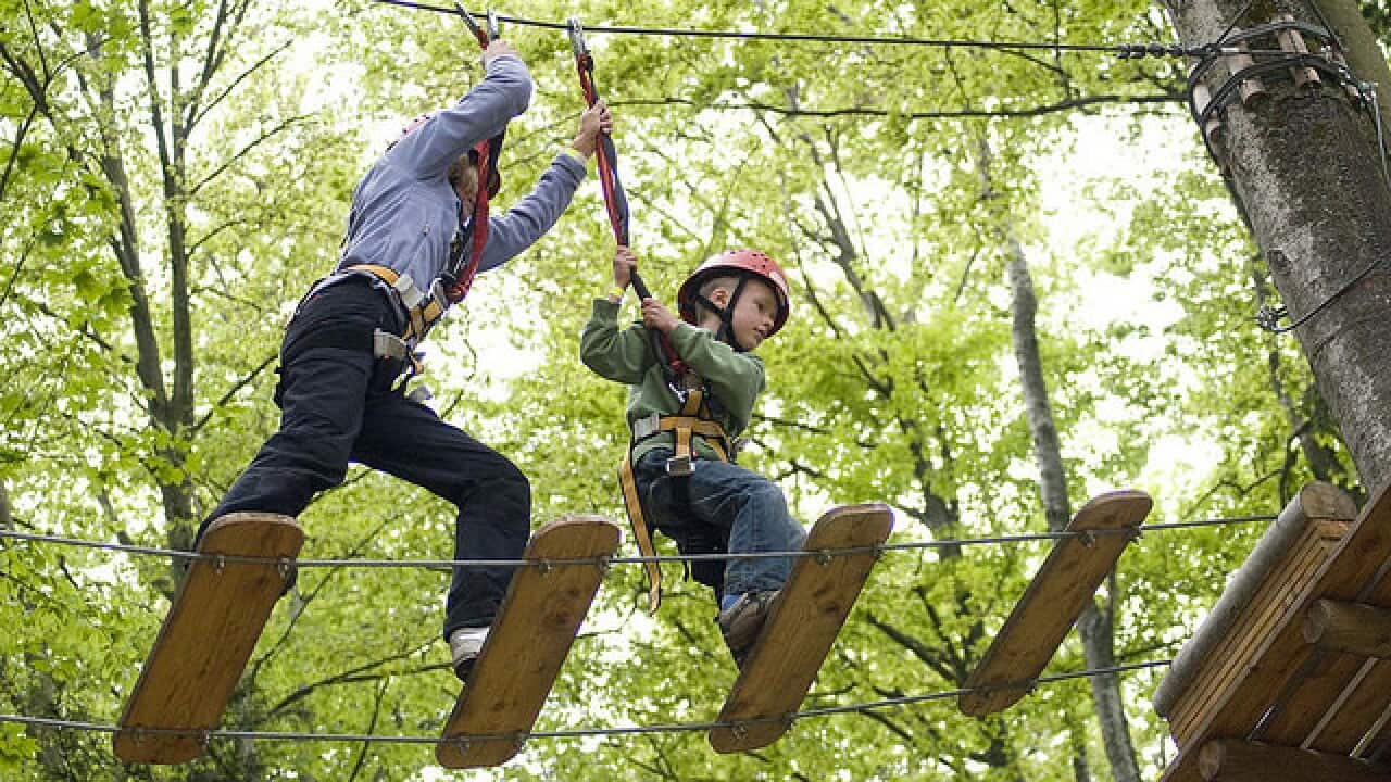 Klettern im Hochseilgarten