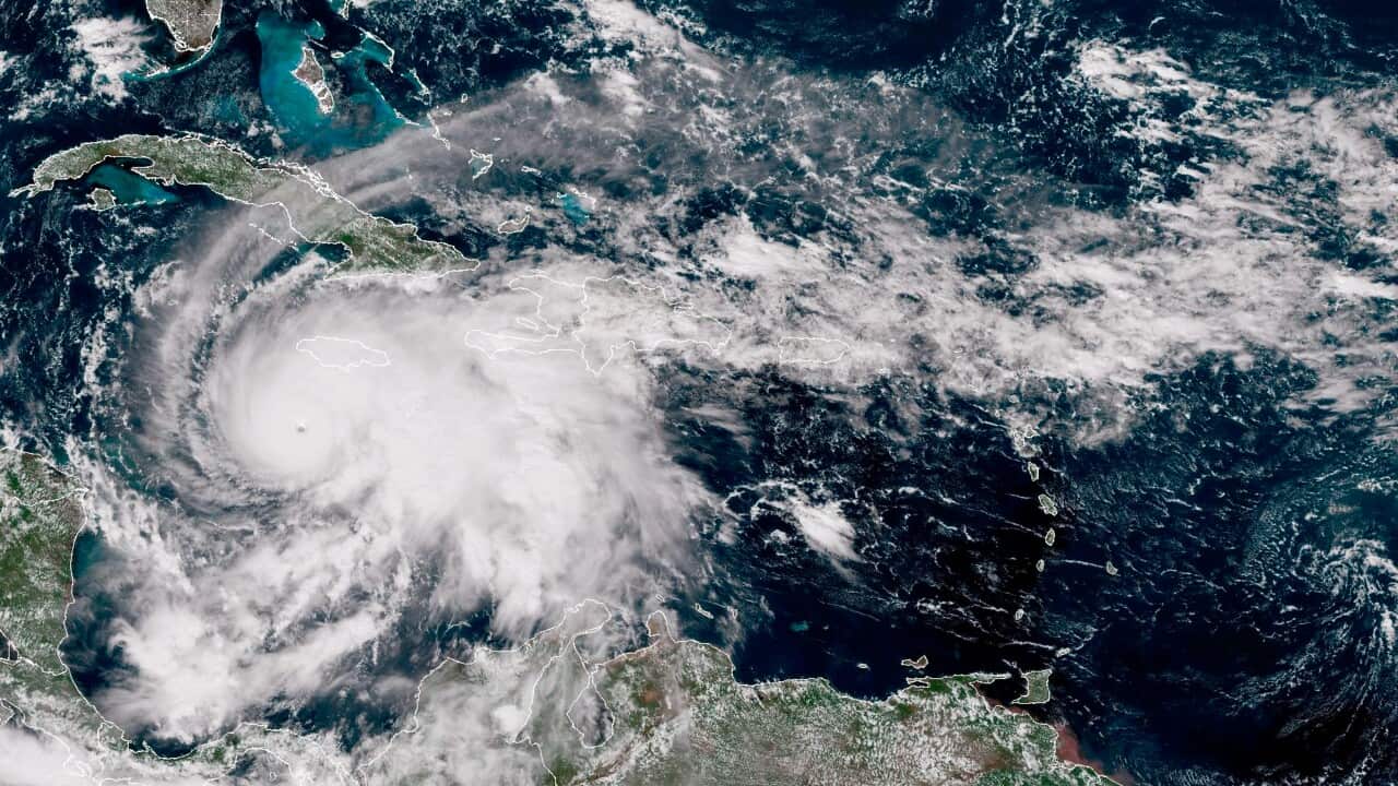A photo of Hurricane Melissa shot from space