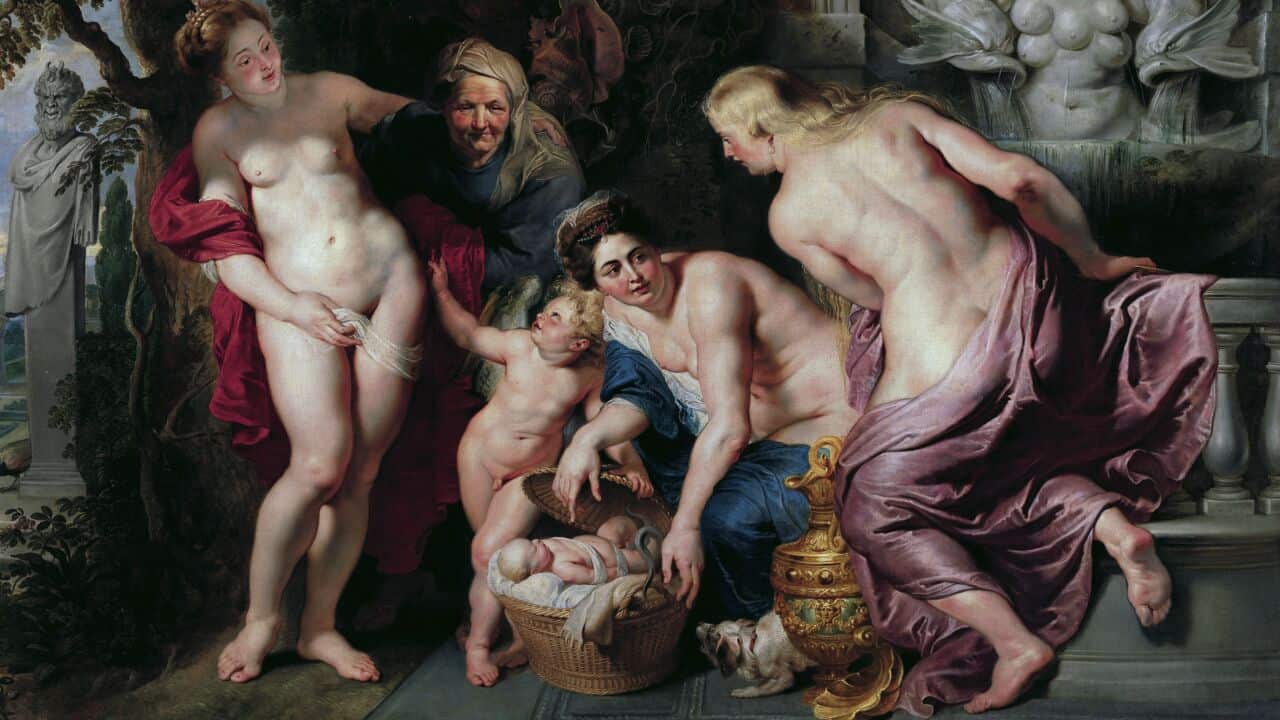 Rubens-Auffindung des kleinen Erichthonios durch die Töchter des Kekrops.