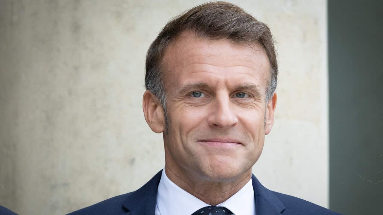 French President Emmanuel Macron at the Elysee Palace in Paris on October 8, 2025.