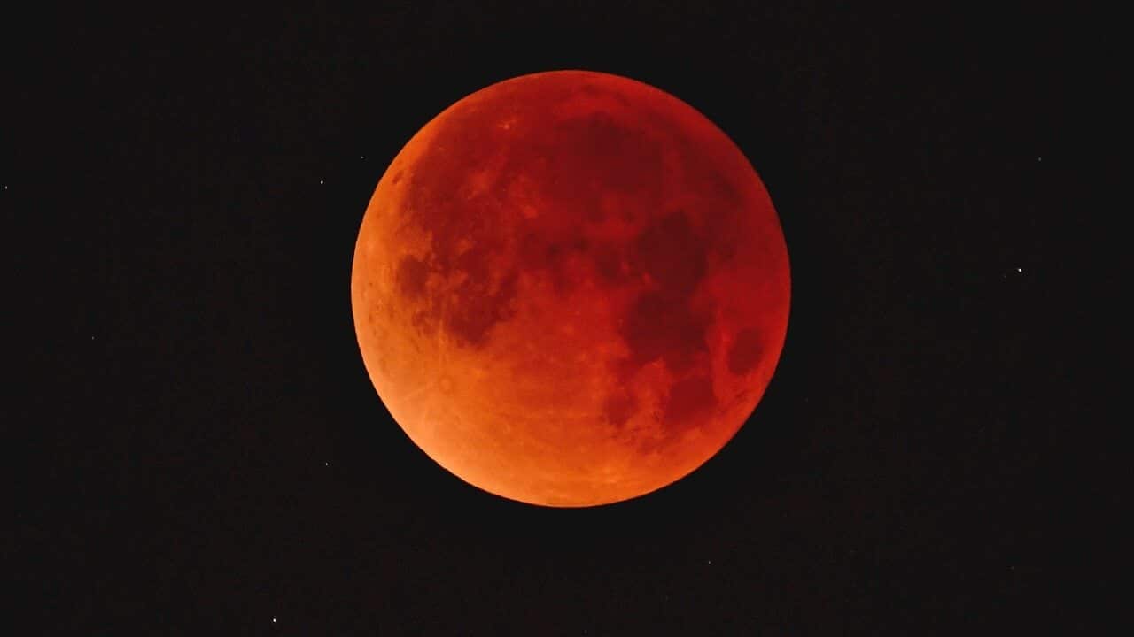 The lunar eclipse produced an red blood moon