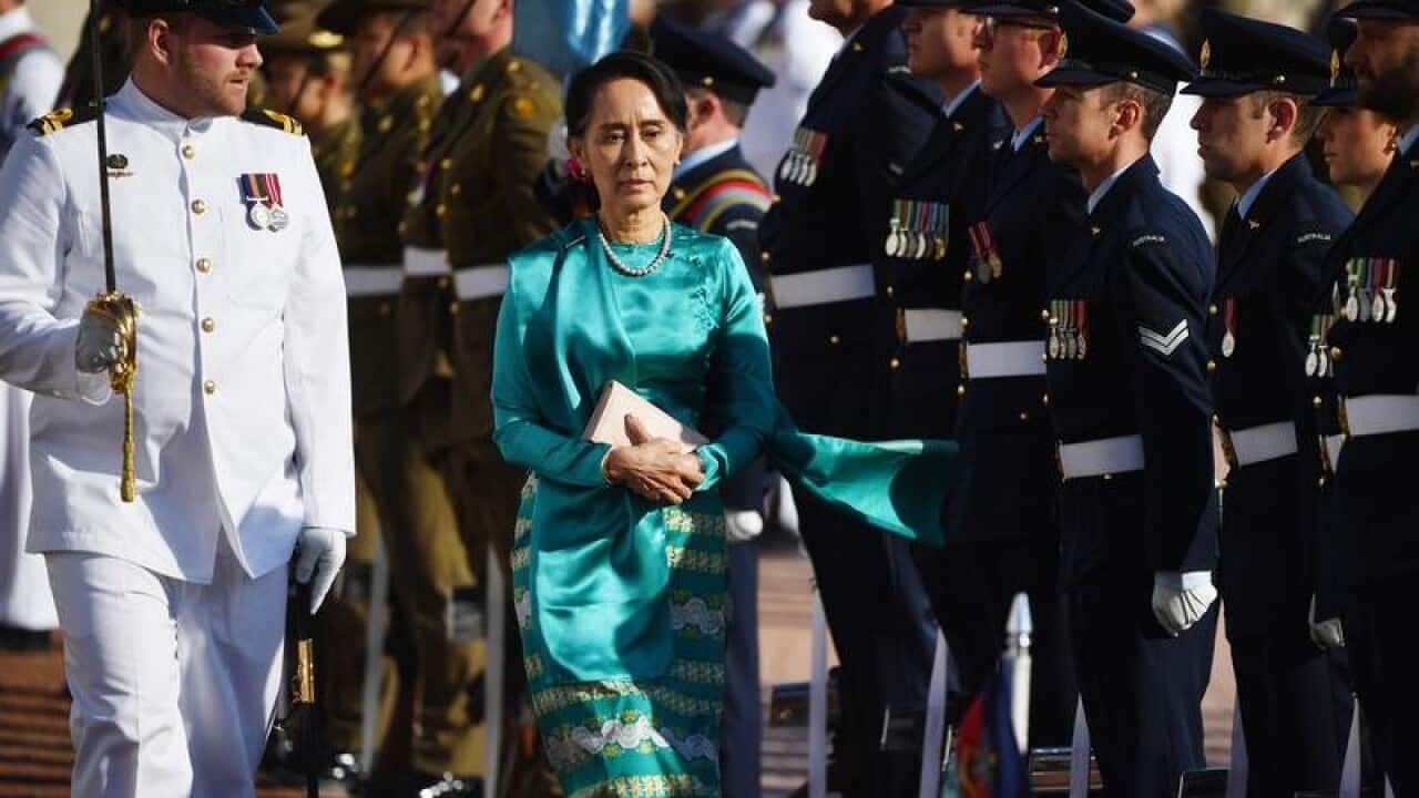 Myanmar leader Aung San Suu Kyi has had to cancel a Sydney speaking event due to ill health.