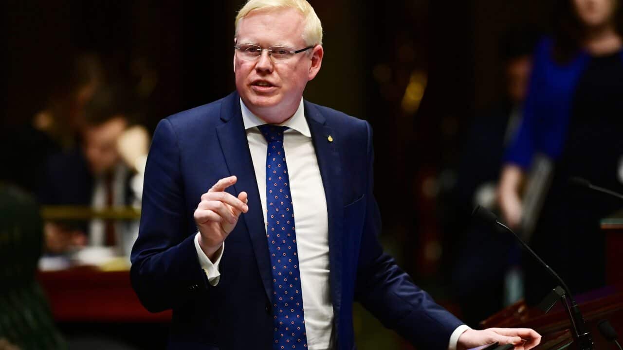 Gareth Ward speaks during question time in the Legislative Assembly of NSW parliament in June 2020.