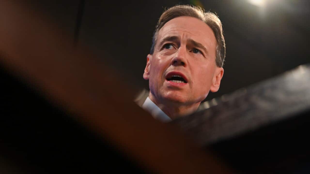 Australian Health Minister Greg Hunt addresses the National Press Club in Canberra (AAP)