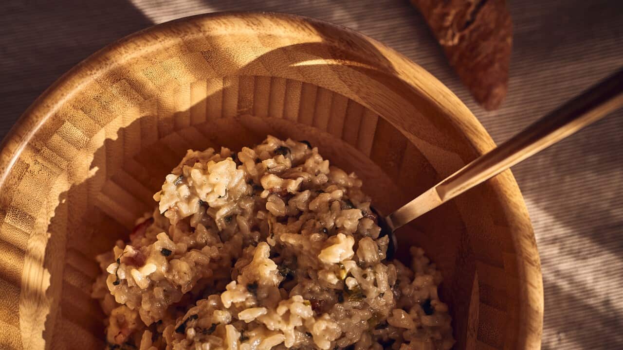 Bowl of risotto ready to eat