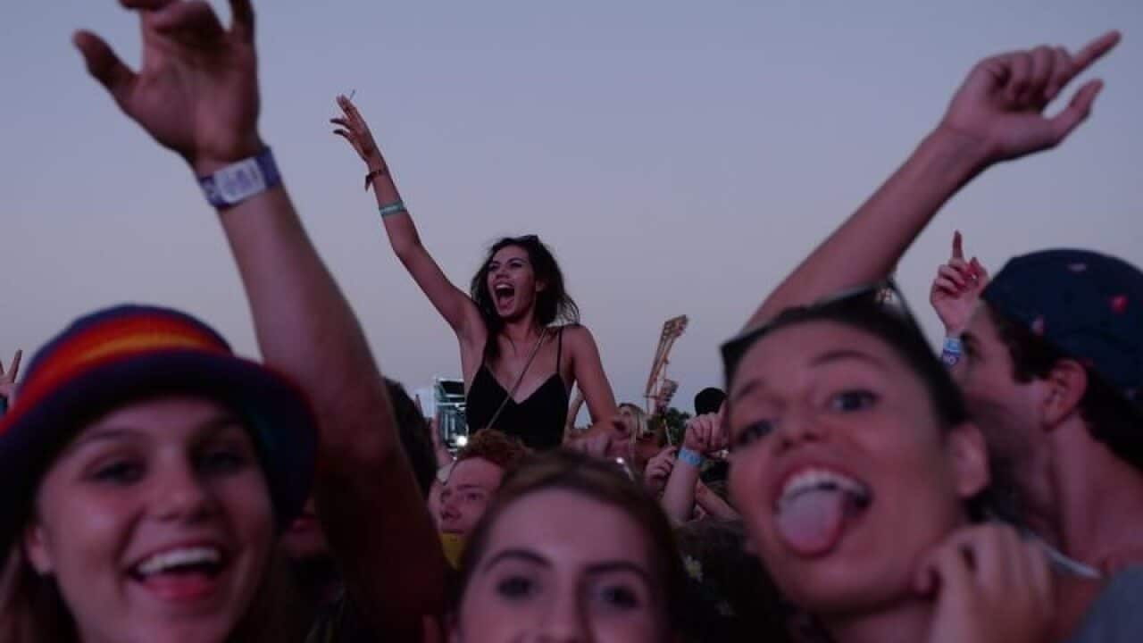 Festival goers enjoy live music.