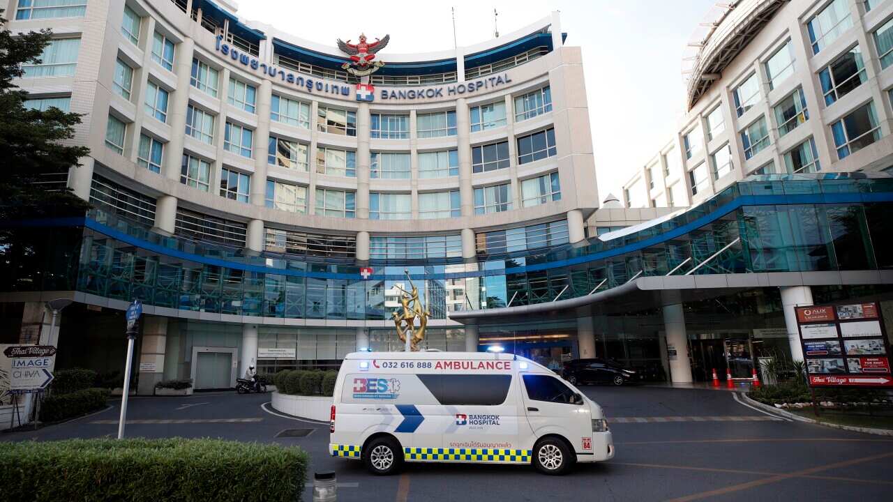 An ambulance outside Bangkok Hospital in Thailand.