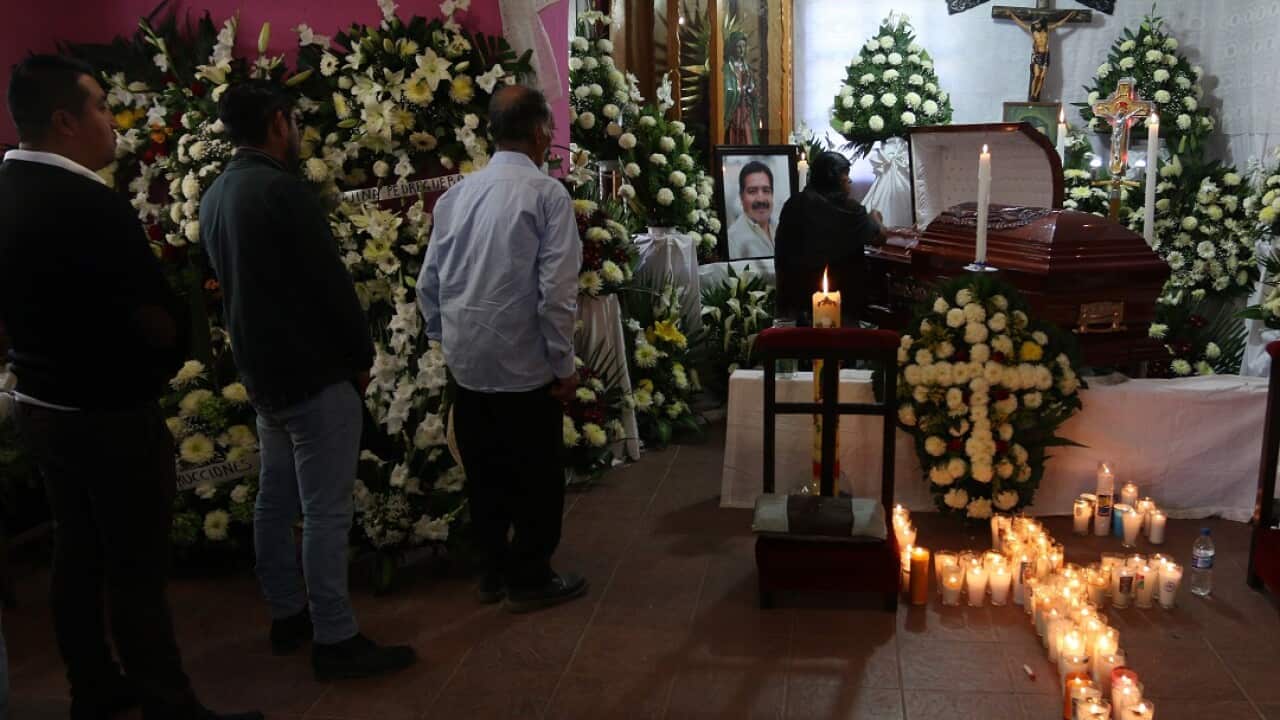 The funeral for Tlaxiaco Mayor Alejandro Aparicio, who was murdered a few minutes after taking office on January 1.