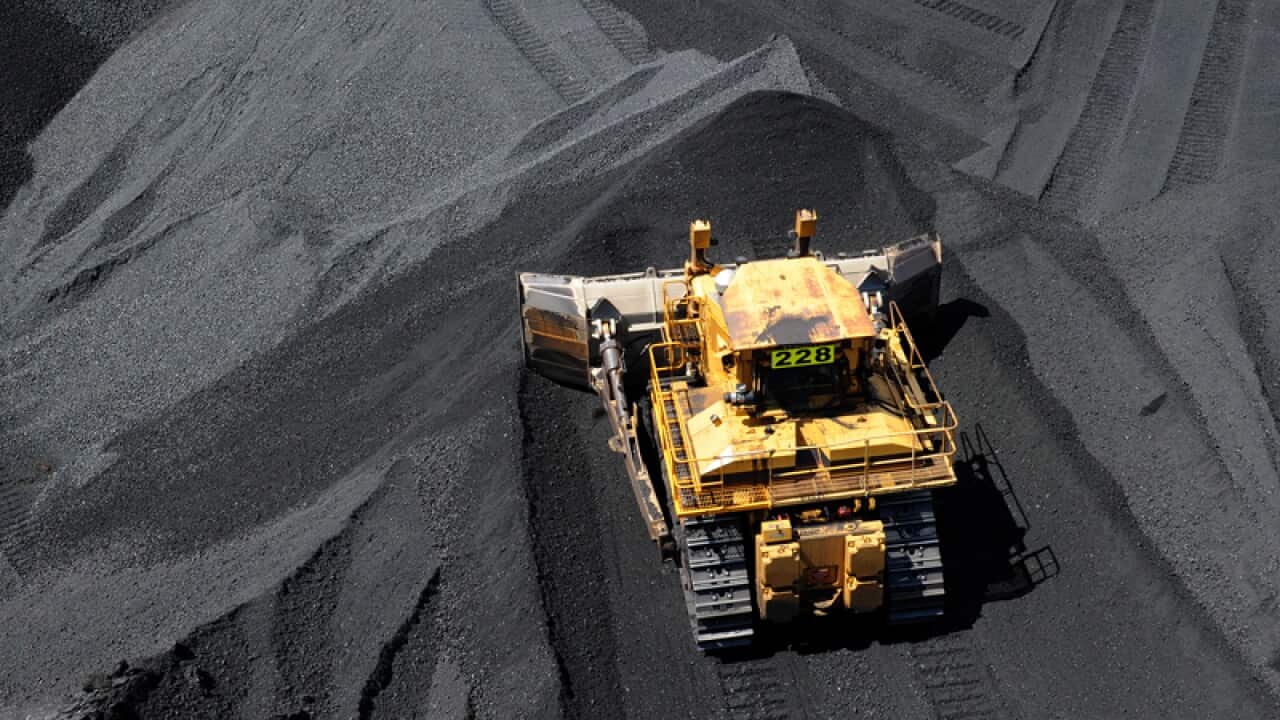 Coal is stockpiled before being loaded onto ships